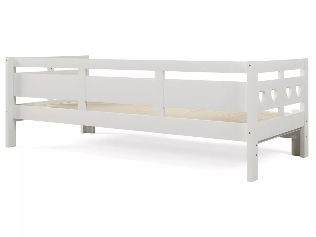 lit gigogne en pin massif - 90(180)x190cm - avec sommier à lattes - Blanc