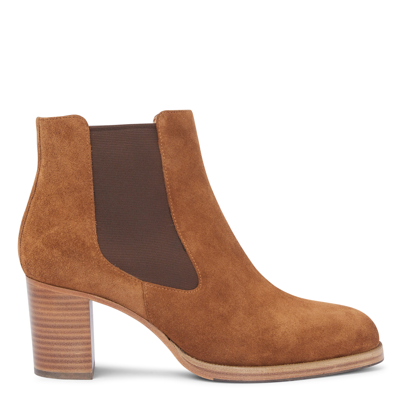 MONA 70 - Bottines à talons en cuir velours| Marron