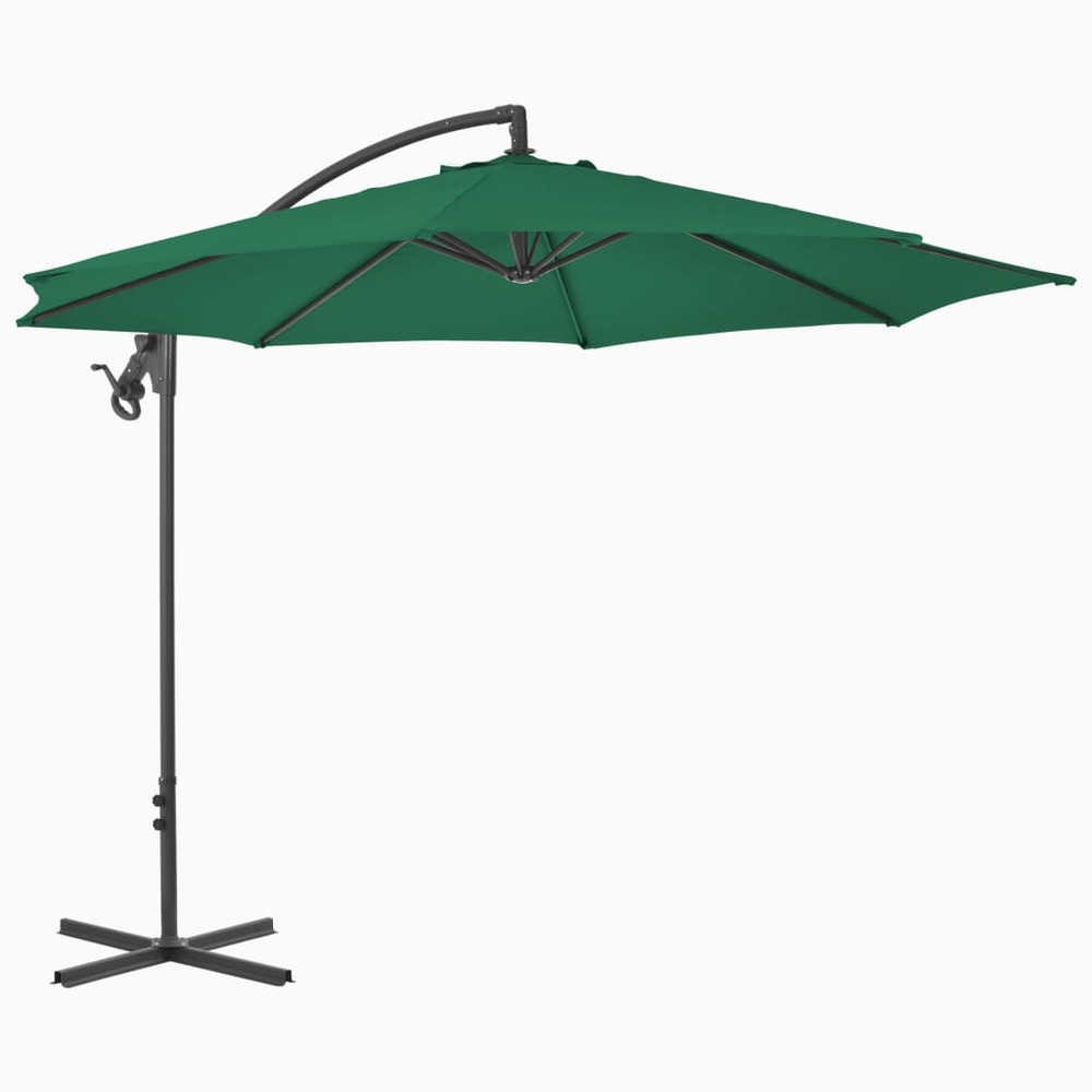 Parasol meuble de jardin en porte-à-faux avec mât en acier 300 cm vert