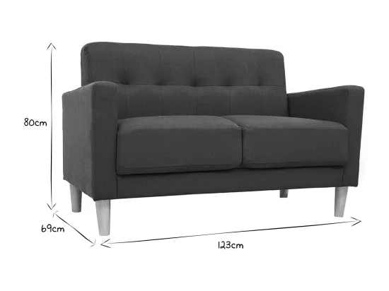 Canapé scandinave 2 places en tissu vert de gris et bois clair MOON