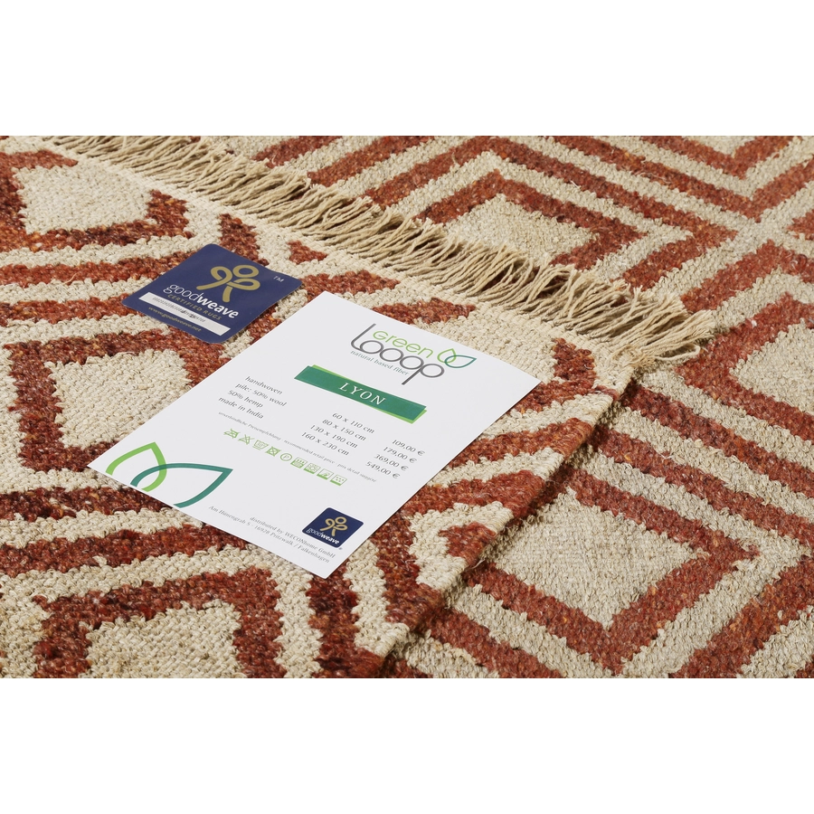 Green Looop Handweb-Teppich Lyon rot beige