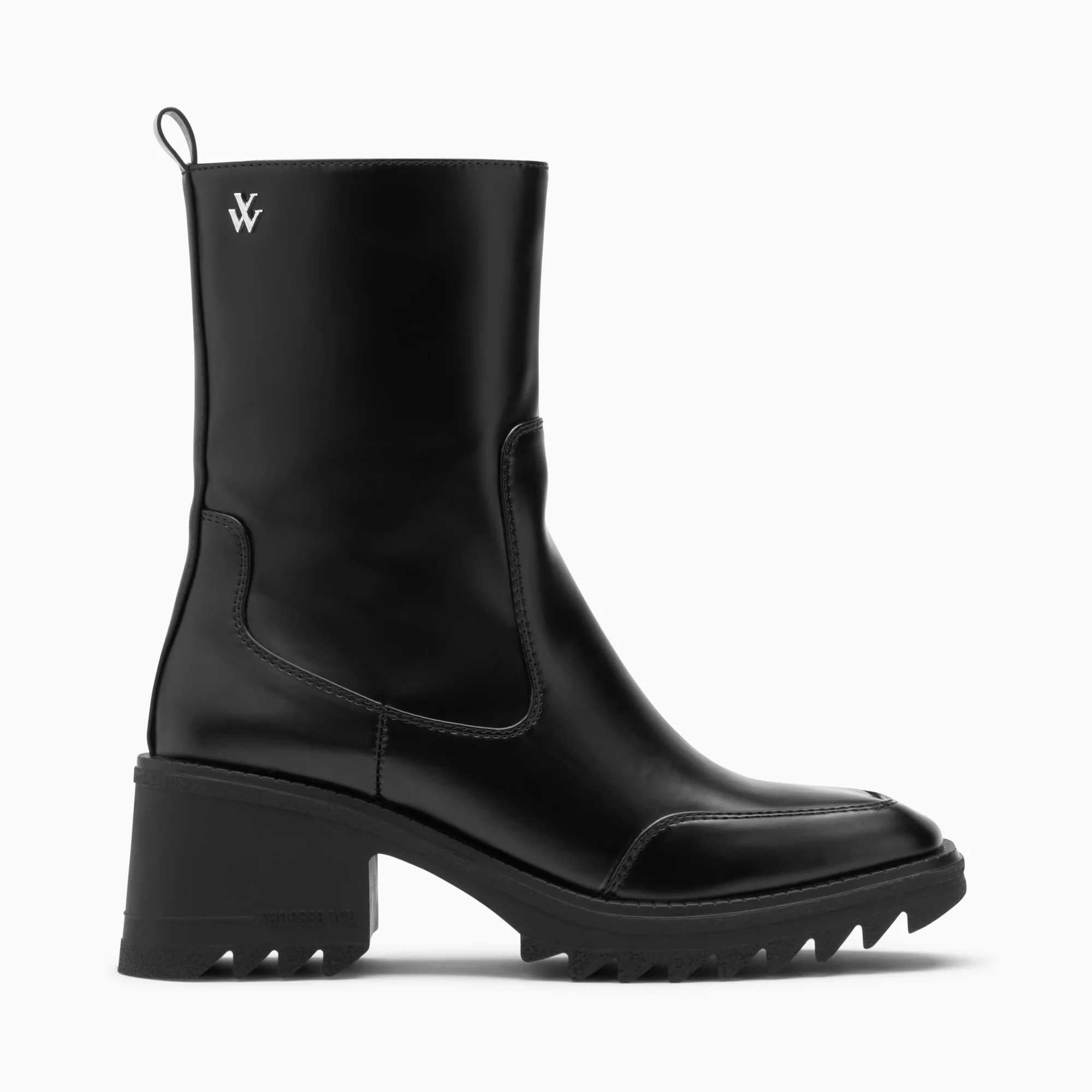 Bottines-Bottines de pluie Lea noires à talon cranté