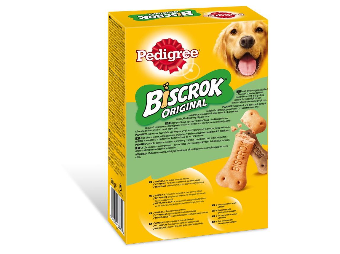 SNACKS PARA CÃO BISCROCK PEDIGREE BISCOITOS 500G