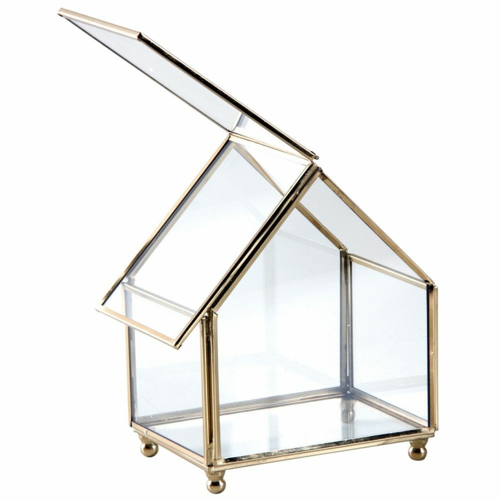 Coffret à bijoux en laiton et verre