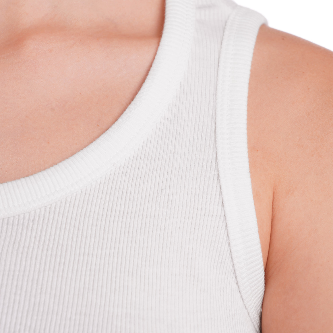 Gina Damen Top mit Ripp-Struktur weiss