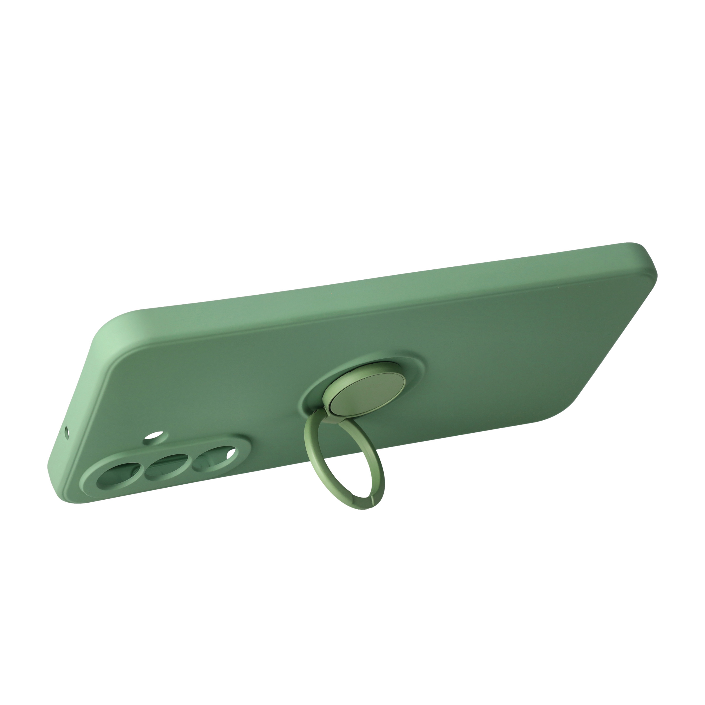 Samsung Galaxy A17 Silikon Case Hülle mit Kameraschutz   Kickstand Haltering - Grün