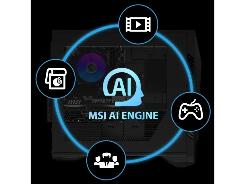 MSI - Tower gaming - i5-14400F / op til 4.7 GHz - Windows 11 Home - RAM 16 GB - SSD 1 TB - NVMe - Gigabit Ethernet - skærm: ingen - sort