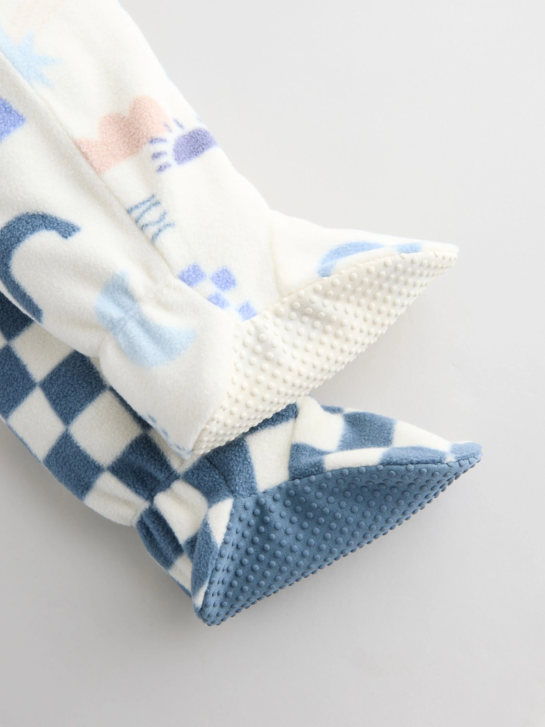 Blauw - Set van 2 baby-onesies van microfleece met tweewegrits
