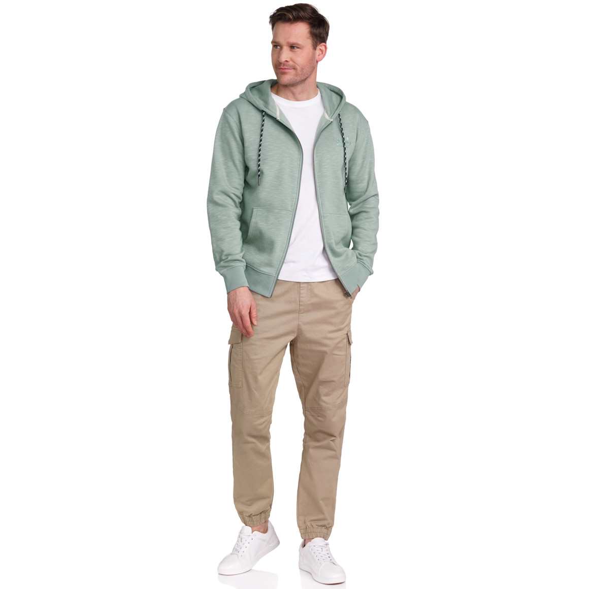 VanVaan Denim Herren Sweatjacke aus Flammgarn salbei