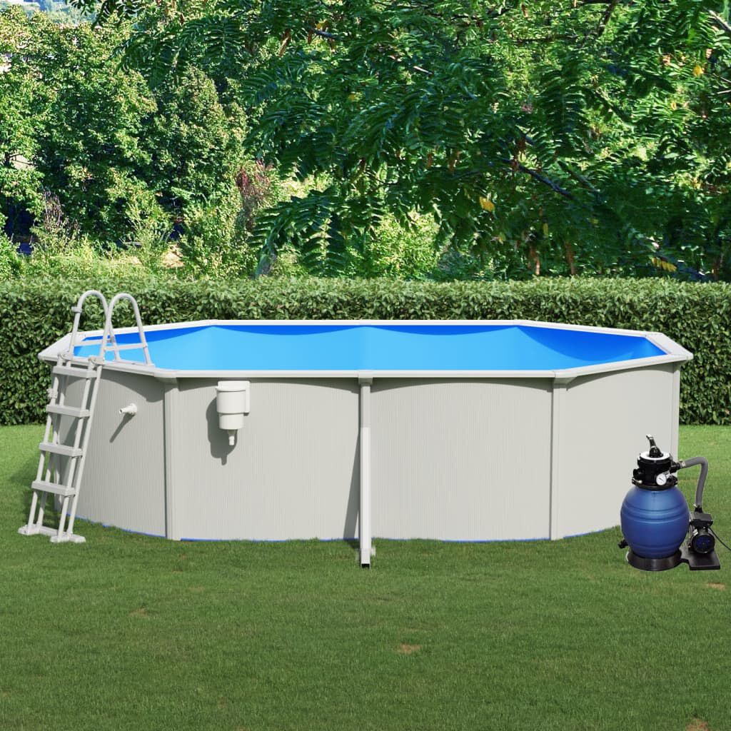 vidaXL Zwembad met zandfilterpomp en ladder, 490x360x120 cm