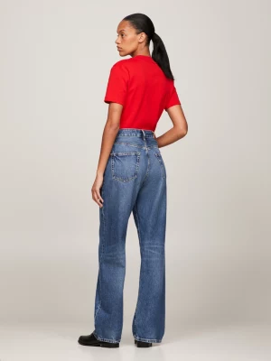Calça jeans reta de cintura média e modelagem relaxada