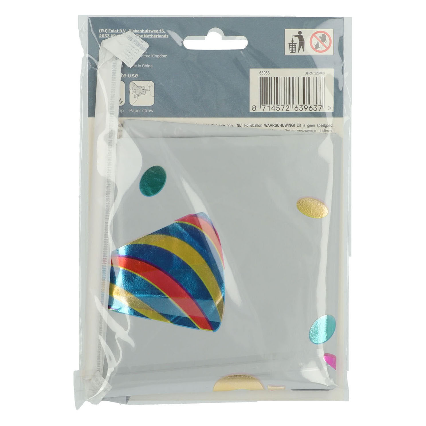 Staande Folieballon Joyful Party Cijfer 3 -72cm
