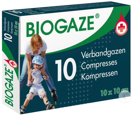 Biogaze Compresses Stériles 10x10cm Plaies Blessures Légères Et Brûlures Superficielles 10 Pièces