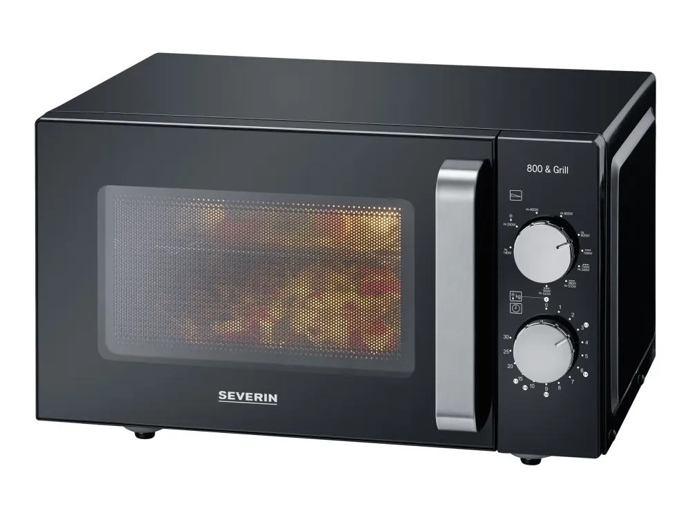 SEVERIN MW 7762 - Mikrobølgeovn med grill - 20 liter - 800 W - sort/rustfrit stål