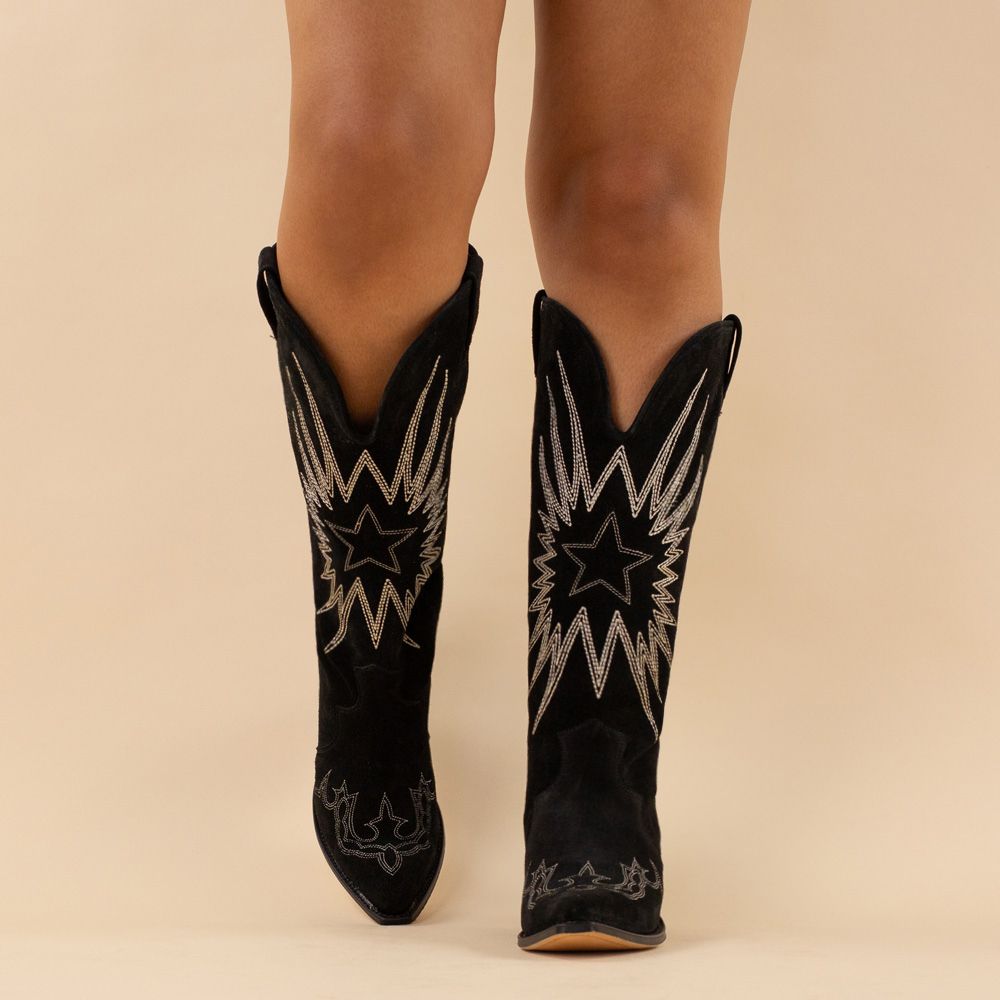 Sendra hoge cowboyboots 18480 Suede Negro