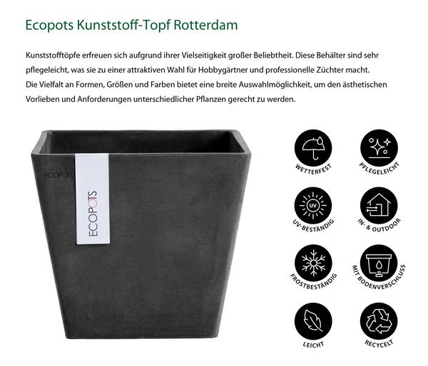 Ecopots Kunststoff-Topf Rotterdam, quadratisch