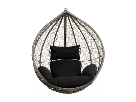 HOME DELUXE - Chaise suspendue Cielo - noir, hauteur 200 cm - avec cadre, coussins d'assise et de dossier I chaise suspendue en polyrotin balançoire de jardin panier suspendu