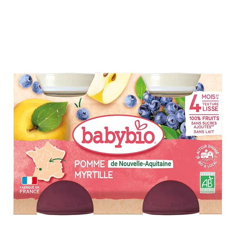 Pomme De Nouvelle-Aquitaine & Myrtille - Petits pots 2x130g