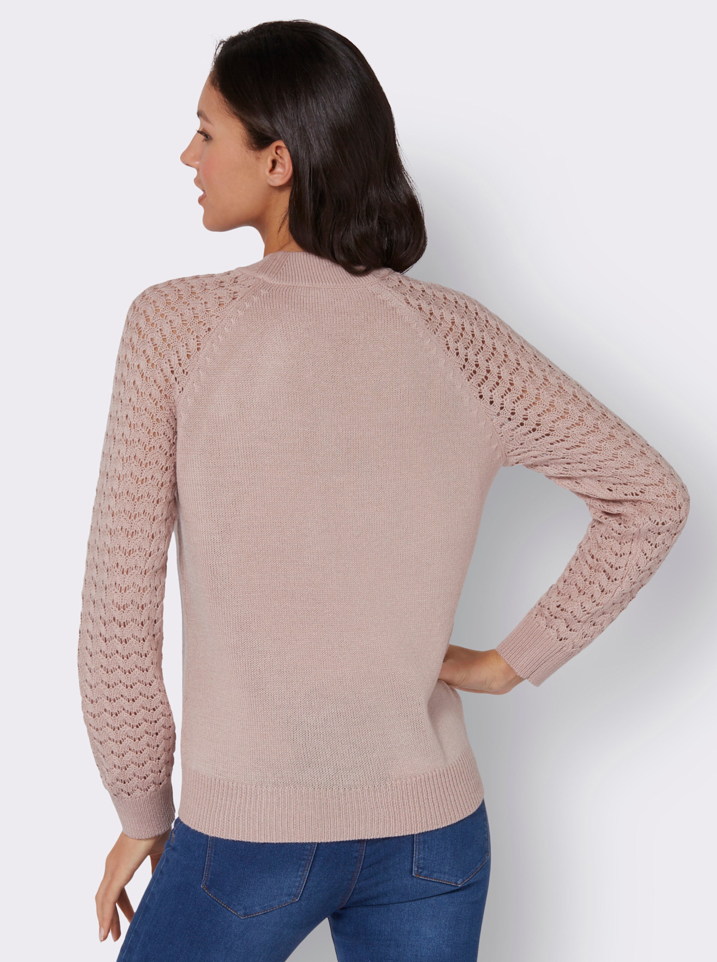 Stehkragenpullover mit Ajour-Muster