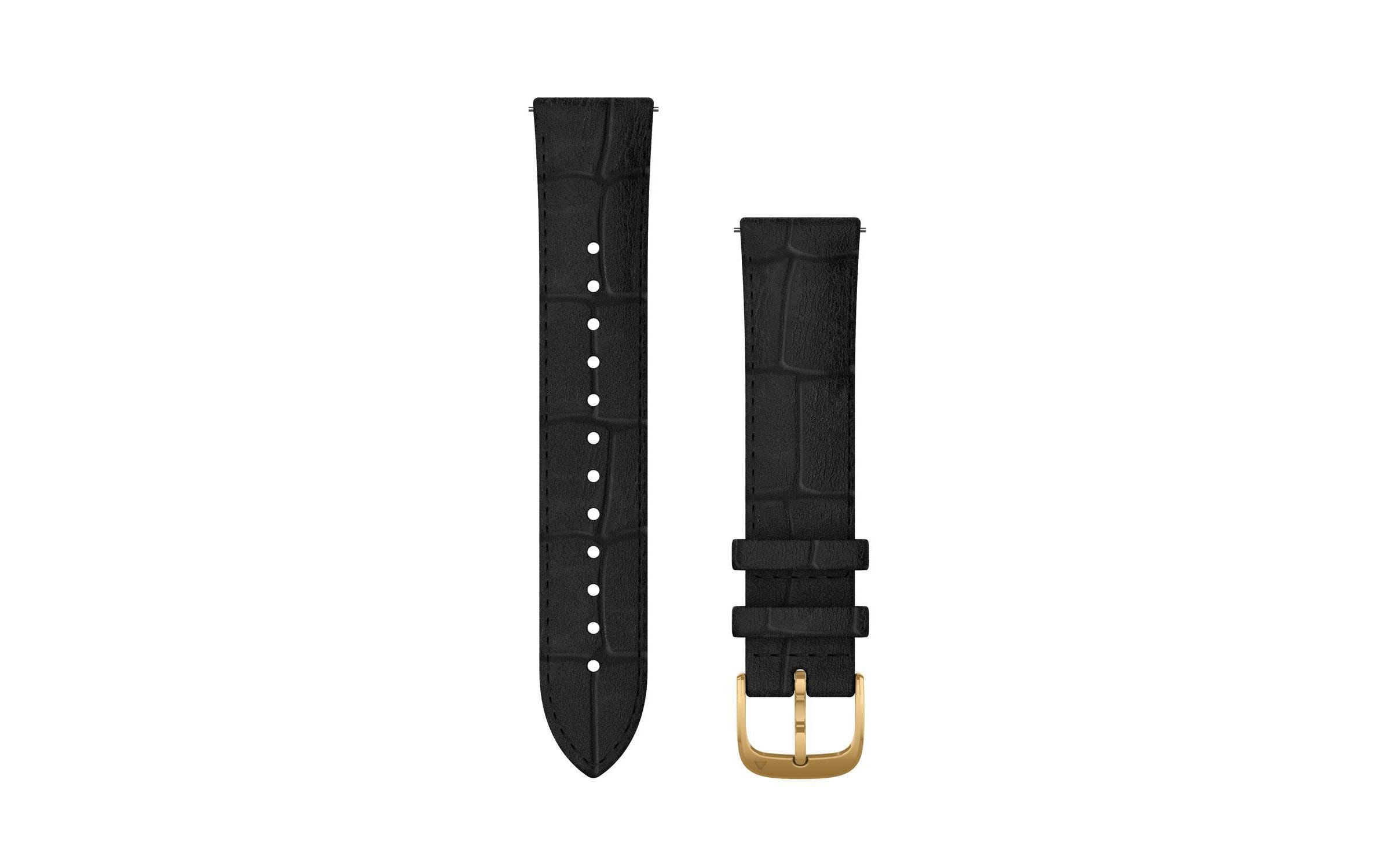 Schnellwechsel-Armband 20 mm, LederSchnellwechsel-Armband aus Leder mit Gold-PVD-Teilen