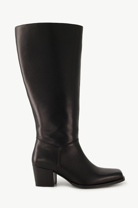 Lederstiefel, XL-Schaft, Elastikeinsatz, Weite H