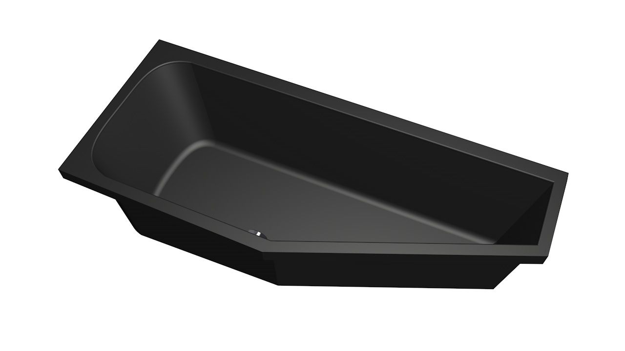 Xenz Lagoon Compact badkuip links 170x75x45cm ebony mat zwart
