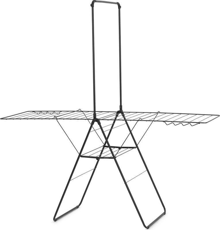 Brabantia HangOn Droogrek 25m met Stang Inklapbaar Wasrek Matt Black