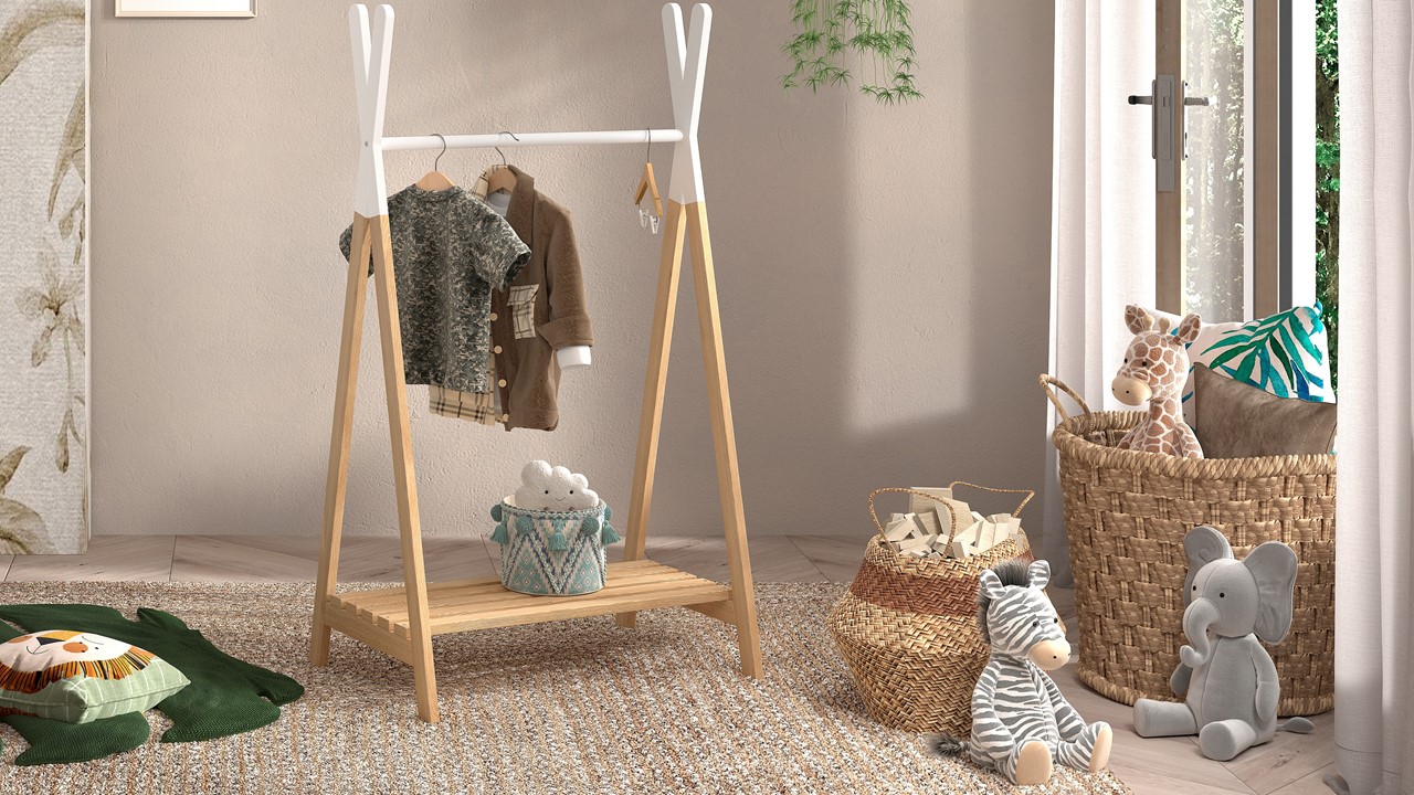 Kledingrek Kiddy natuur/wit