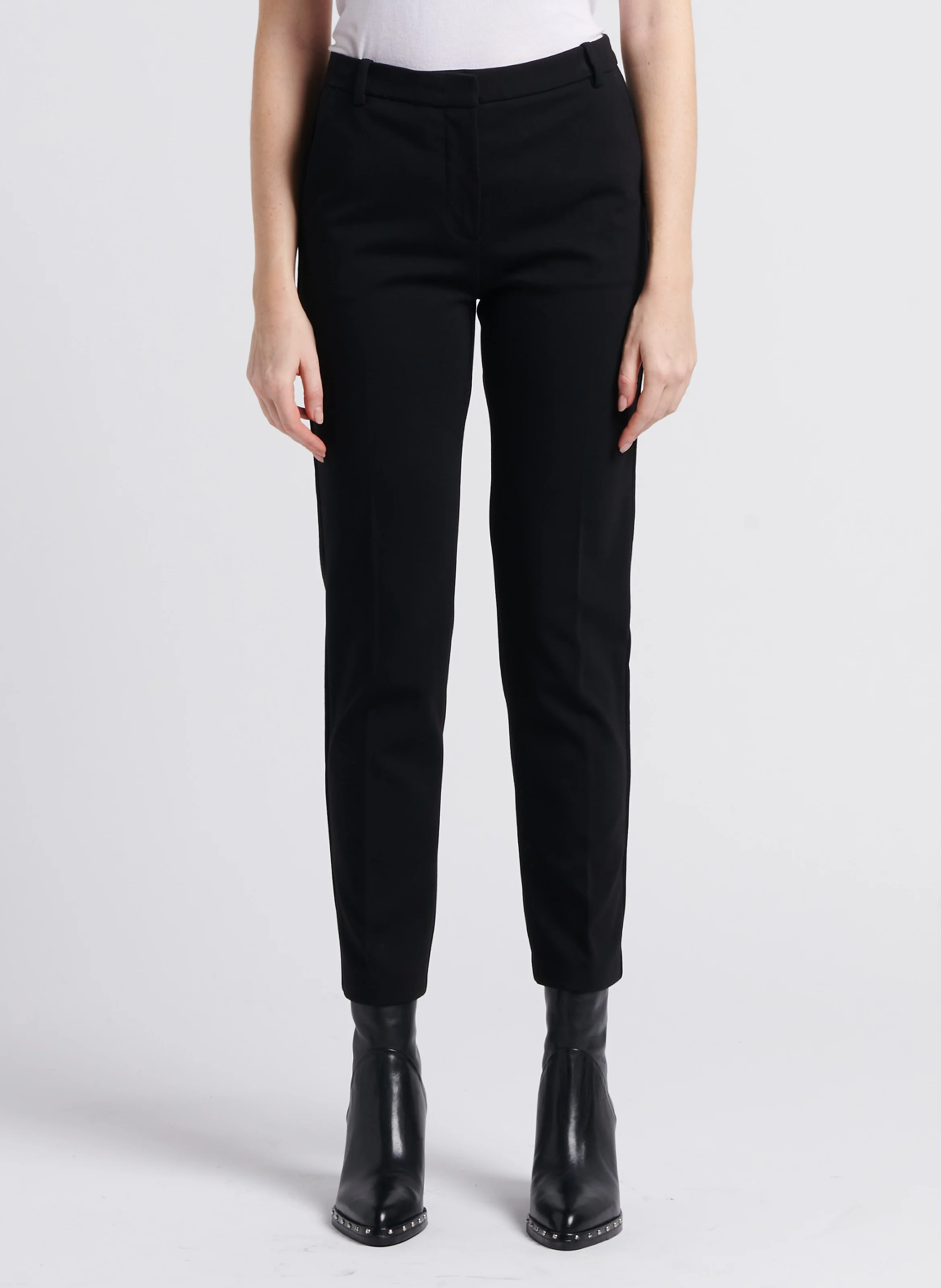 BELLO - Pantalon cigarette droit en maille | Noir