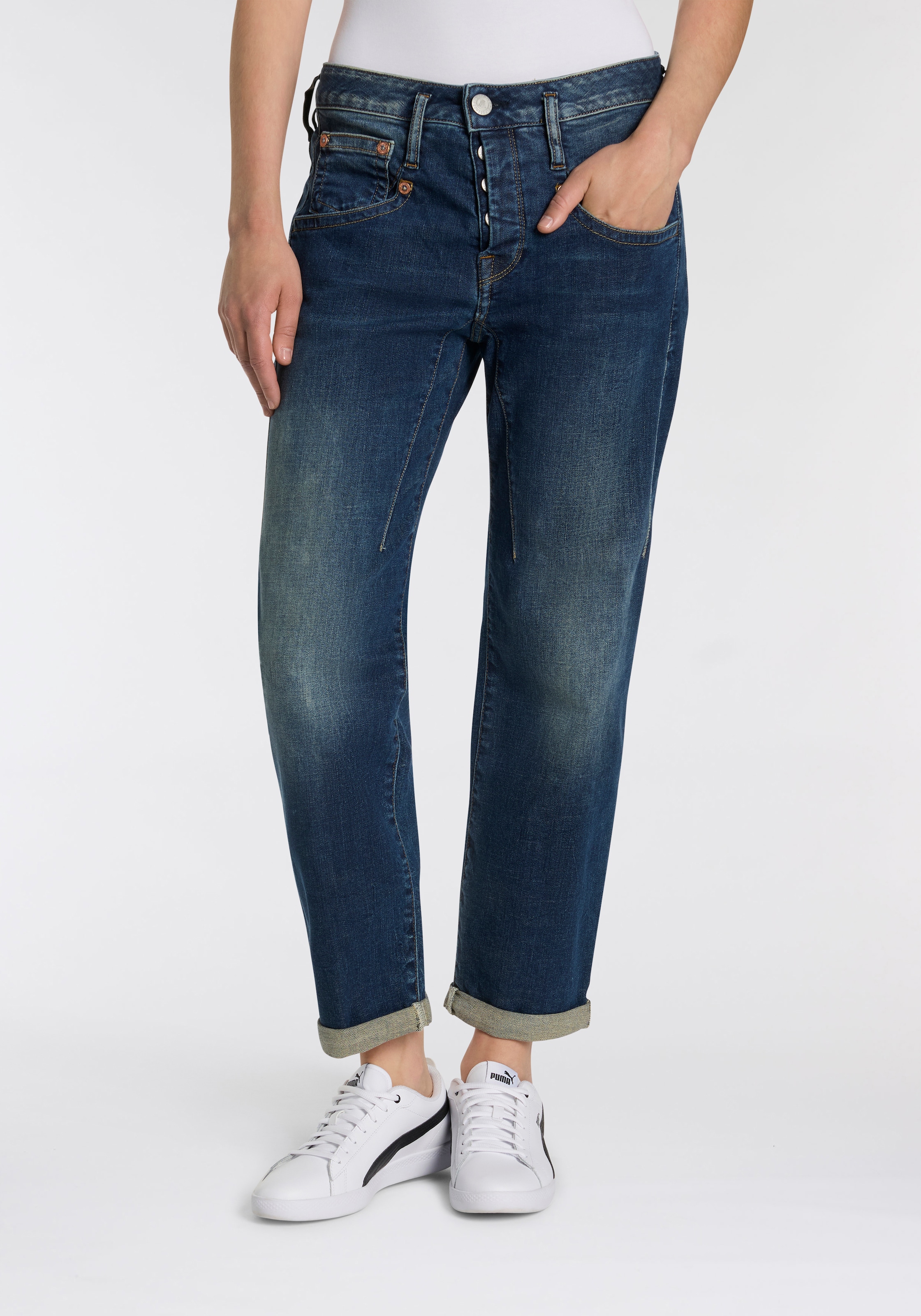 Herrlicher Boyfriend-Jeans »Shyra Tap Denim«, mit halbverdeckter Knopfleiste