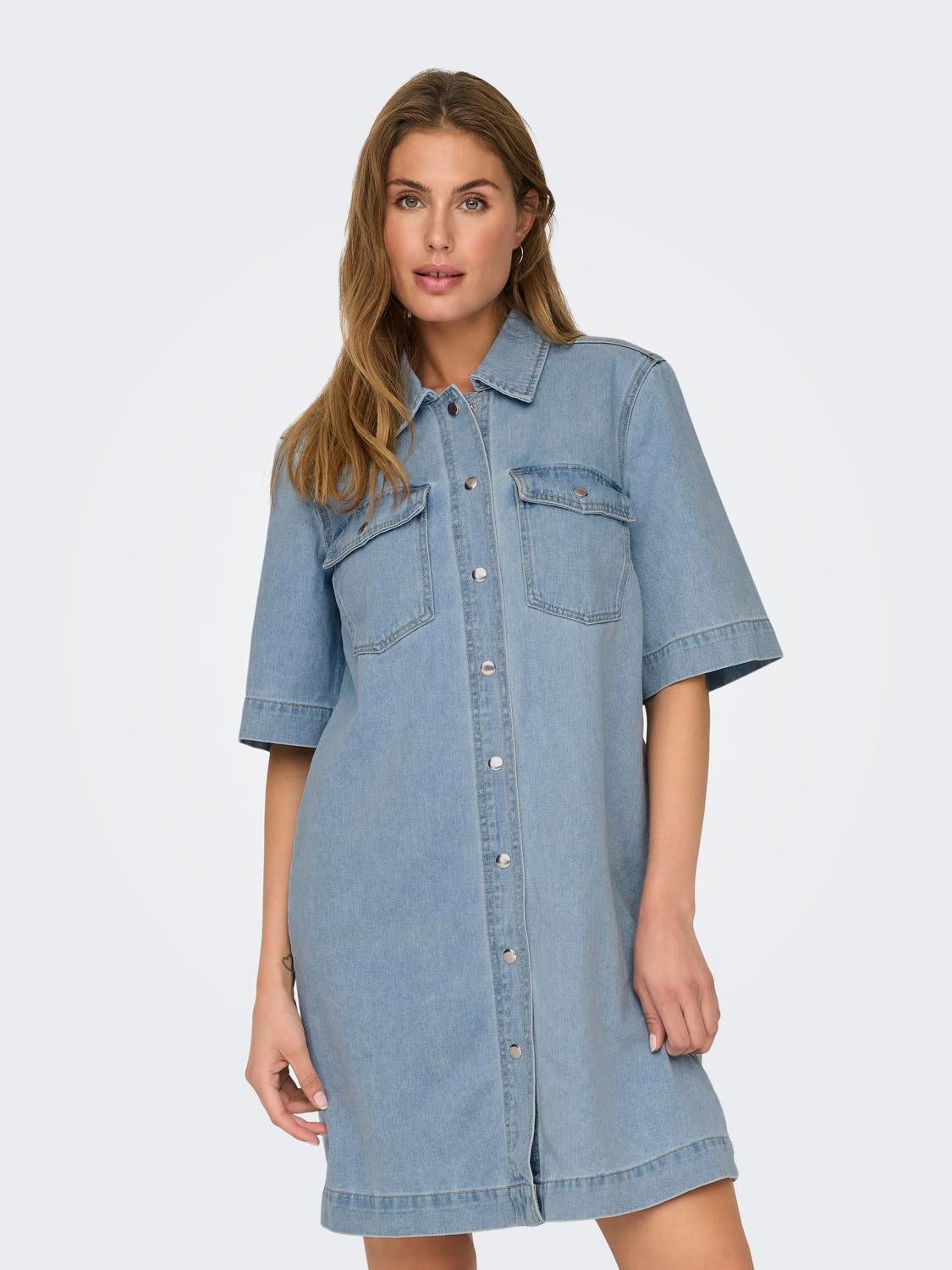 ONLBELLE Kurzes Kleid Light Blue Denim