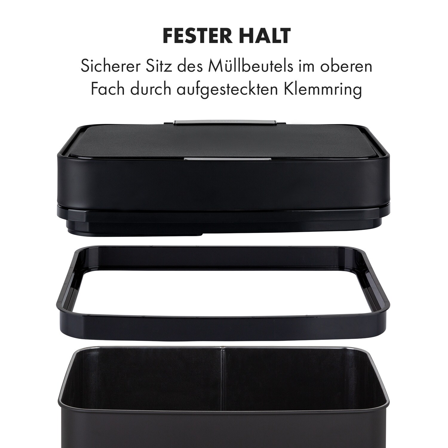 Royal Trash Matte Black Sensor-Mülleimer 72 Liter Edelstahl