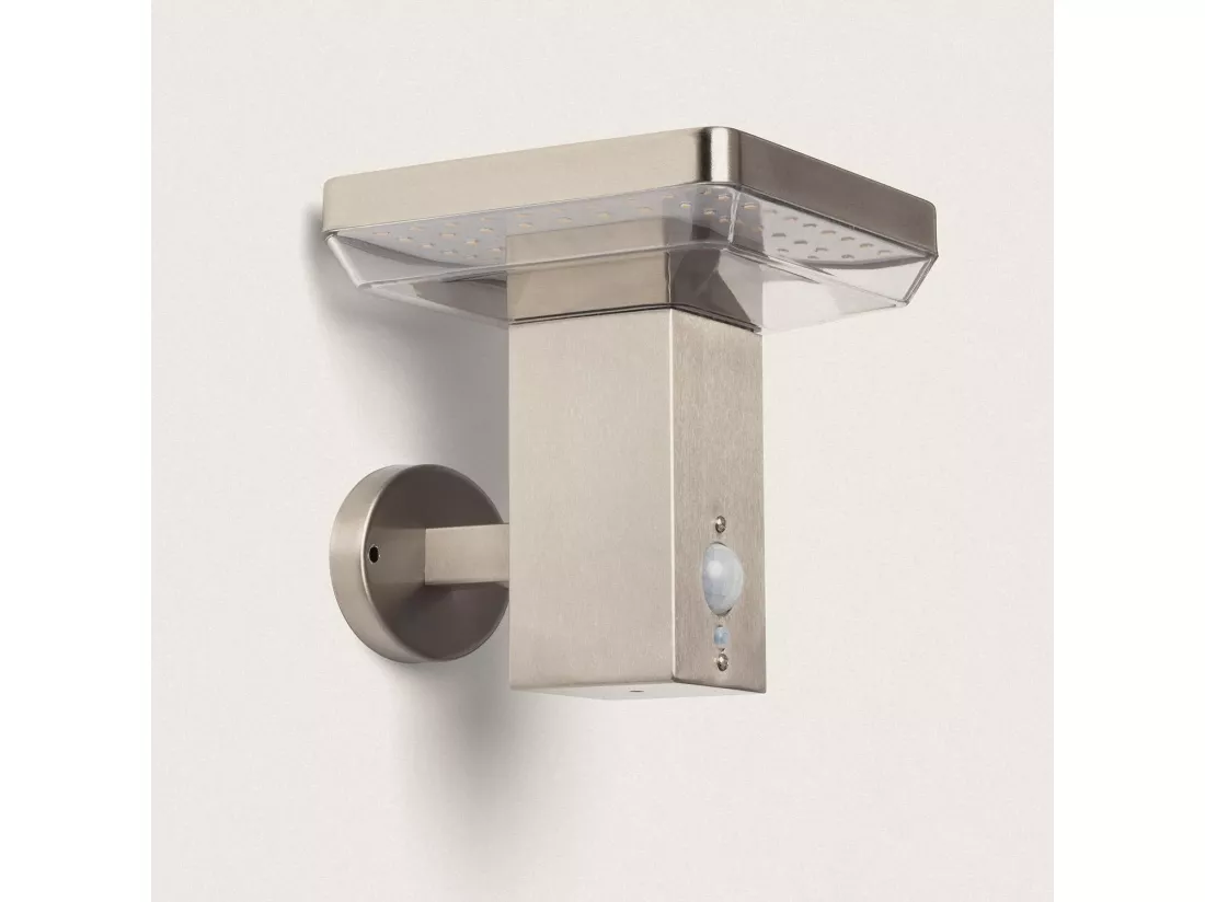Applique Murale Extérieure Solaire LED 5W Aluminium avec Détecteur de Mouvement Barton Square Argent