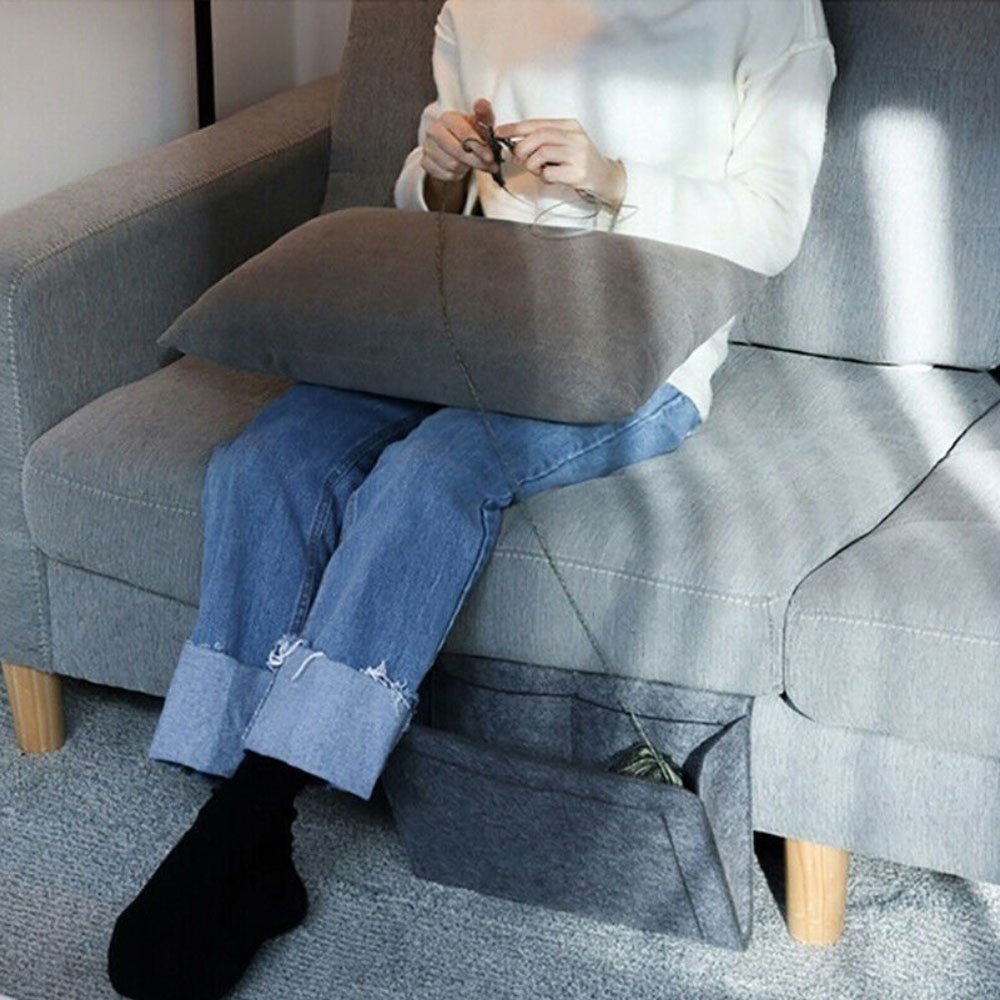 (32x20cm) Filz Sofa Organizer Betttasche Couch Hänge Halterung für Smartphones / Tablets / Zeitschriften - Dunkelgrau