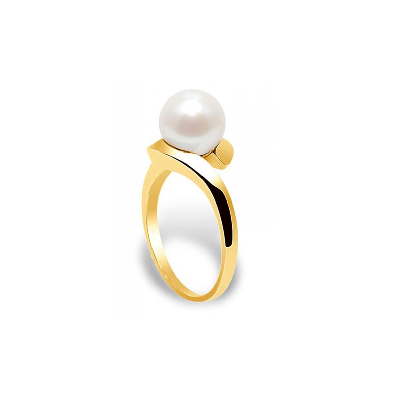 Bague Perle de Culture d'eau douce Blanche et Or jaune 375/1000
