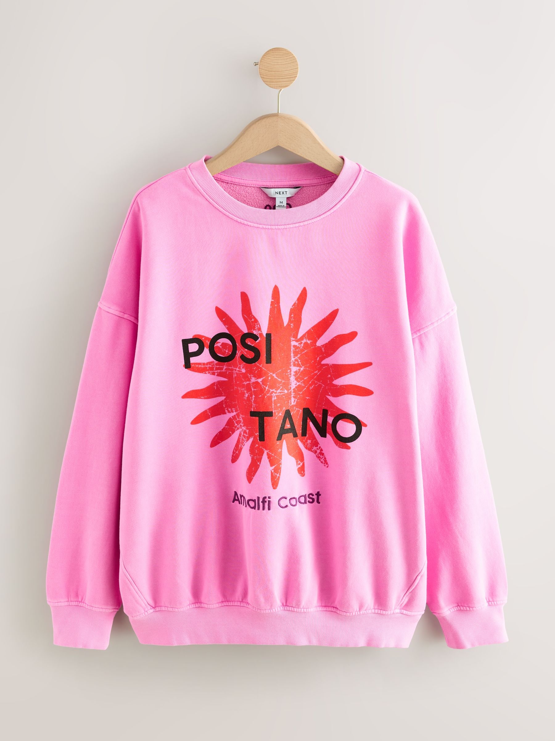 Fluorroze/paars - Bright Summer gewassen Sun Motif Positano City Graphic sweatshirt met relaxte pasvorm