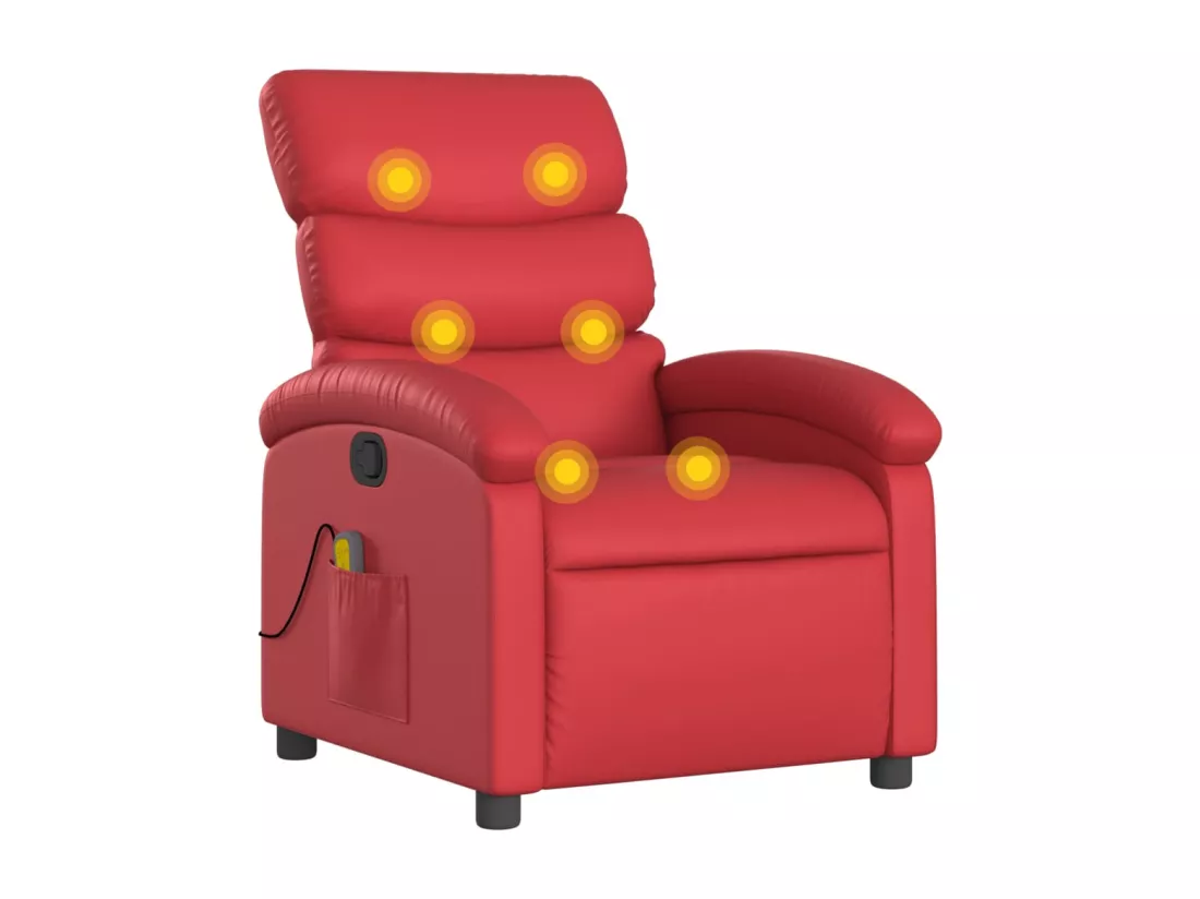 Fauteuil de massage inclinable rouge similicuir