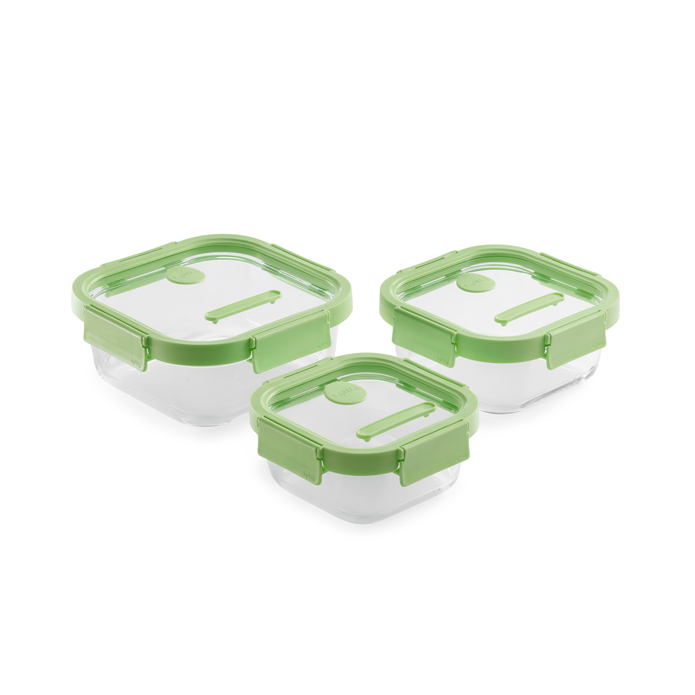 Vershouddoos Glas Vierkant, set van 3 - Green