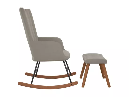 Chaise à bascule avec repose-pied Gris clair Velours