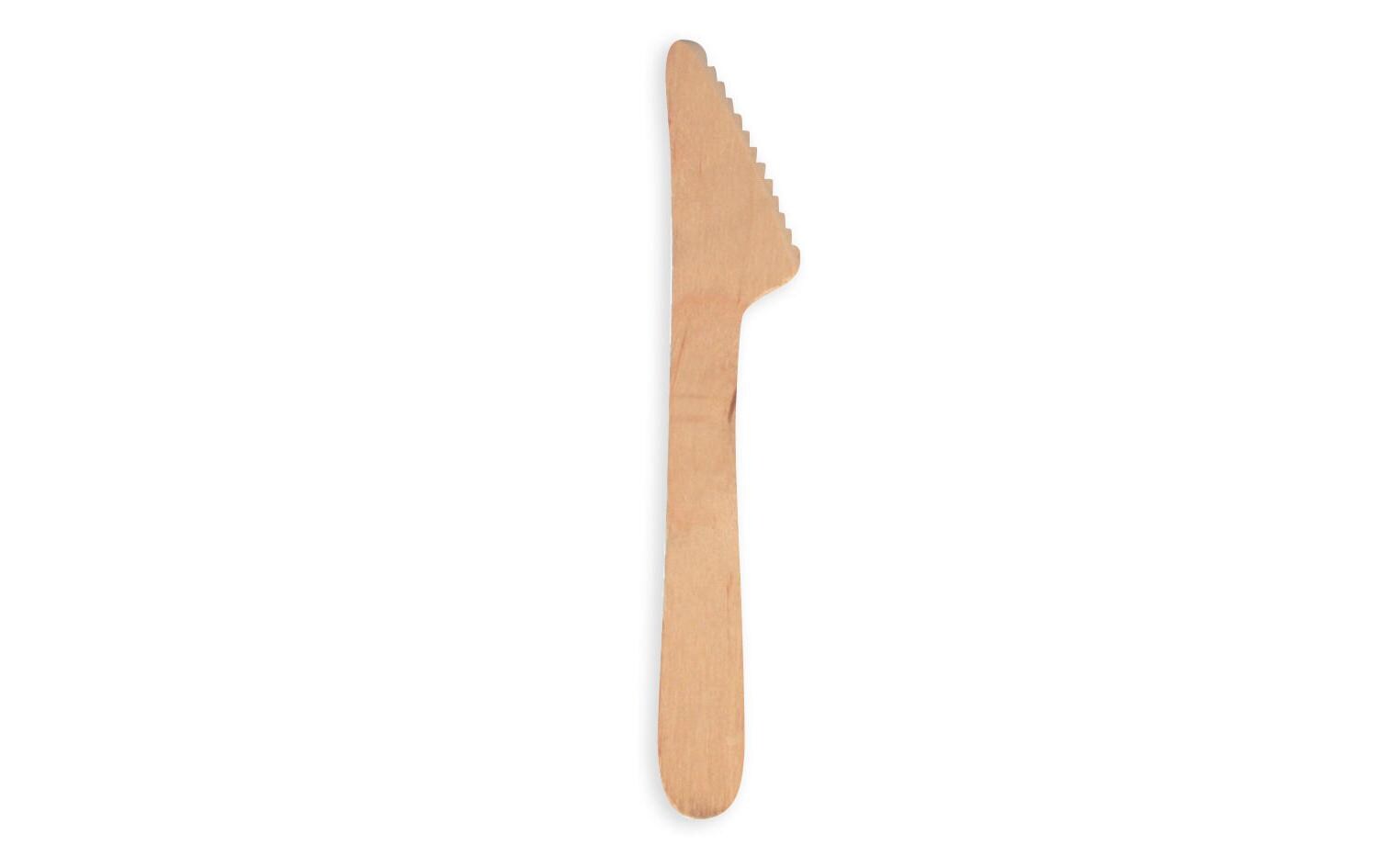 Einweg-Messer Pure Holz 100 Stück BraunEinwegmesser aus Holz