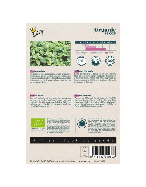 Buzzy Organic Citroenmelisse  - Bio - Kruidenzaden - 250 g