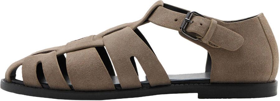 Mango Man suede sandalen lichtbeige