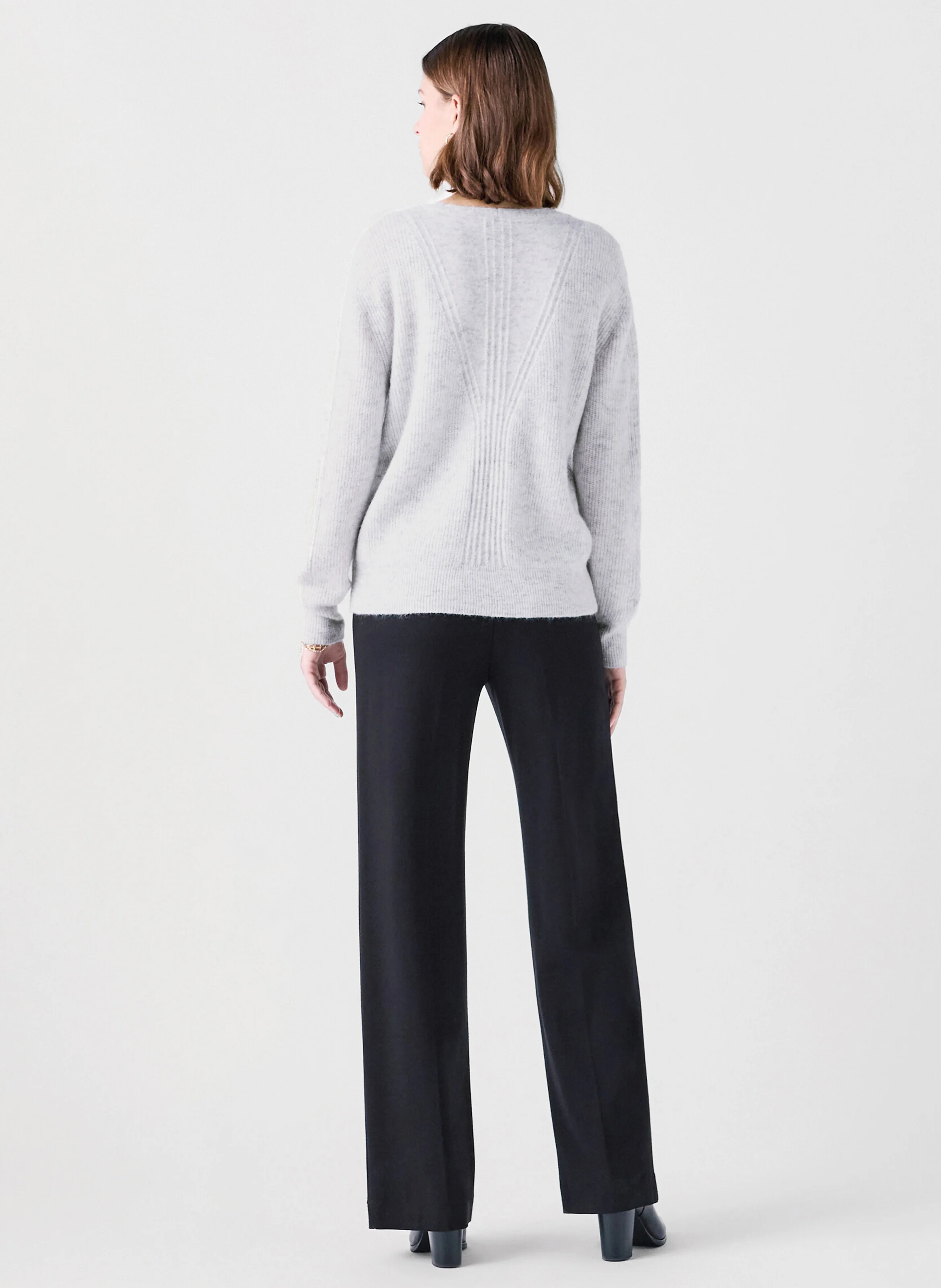 MSPENCER - Pull col V en laine mélangée | Gris