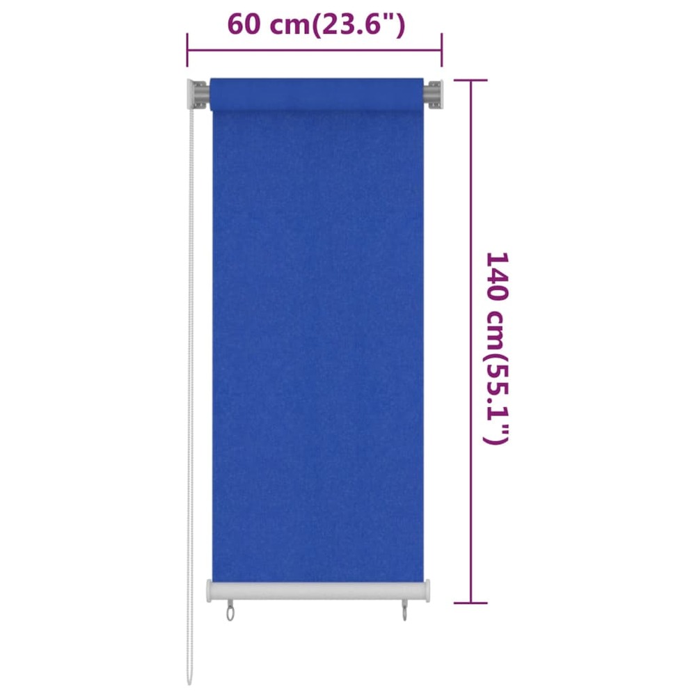 Store roulant d'extérieur 60x140 cm bleu pehd