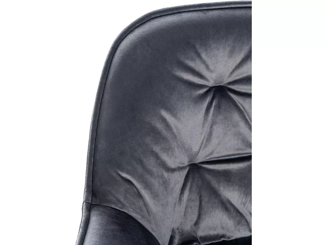 Lot de 2 Tabourets de bar - Velours & Métal noir mat - Gris foncé - Gibson 76