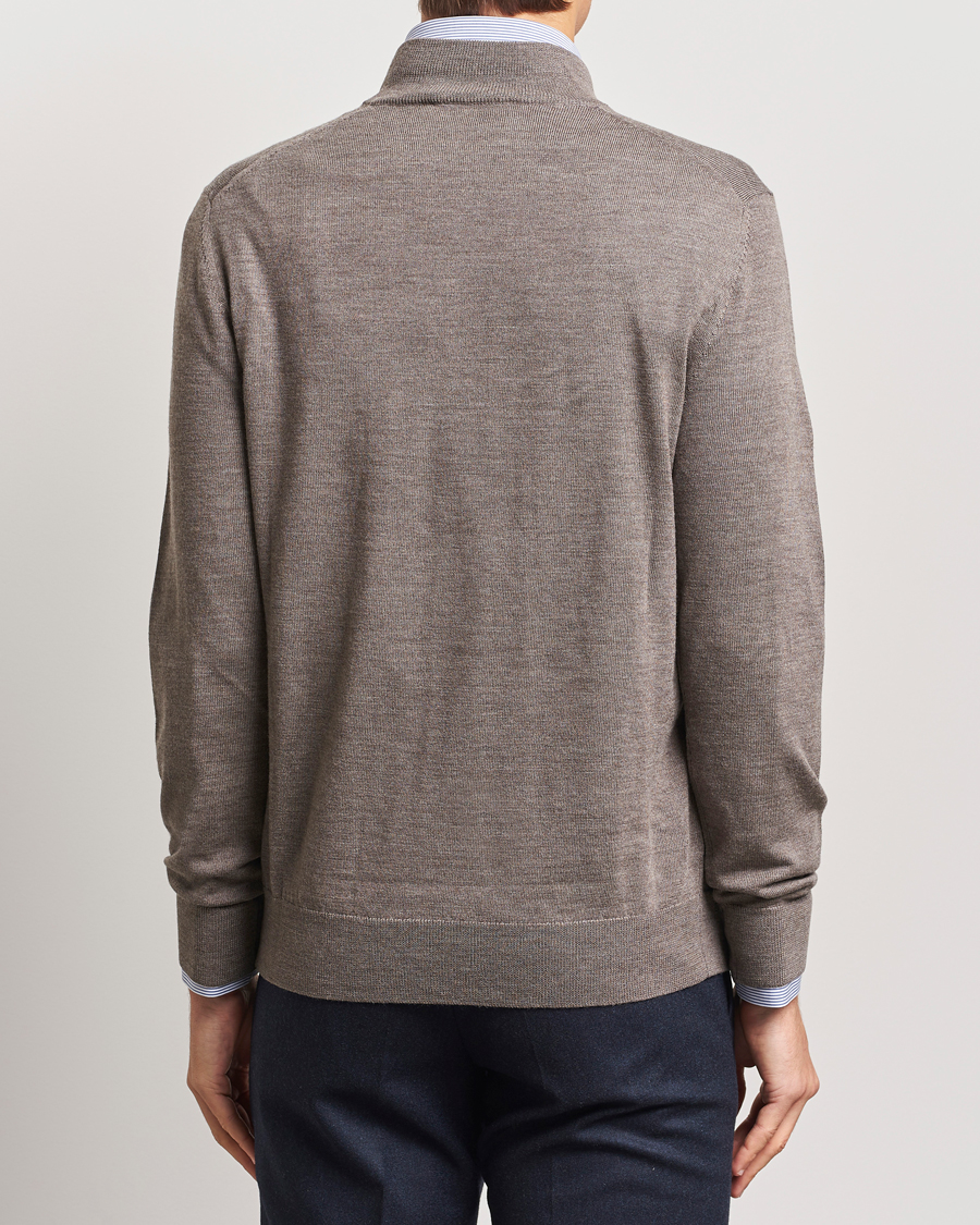 Charles Tyrwhitt Pure Merino Zip Neck Jumper Mocha