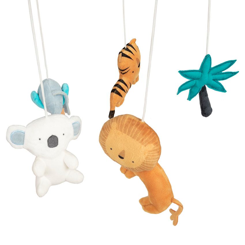 Mobile animaux en velours - Jaune