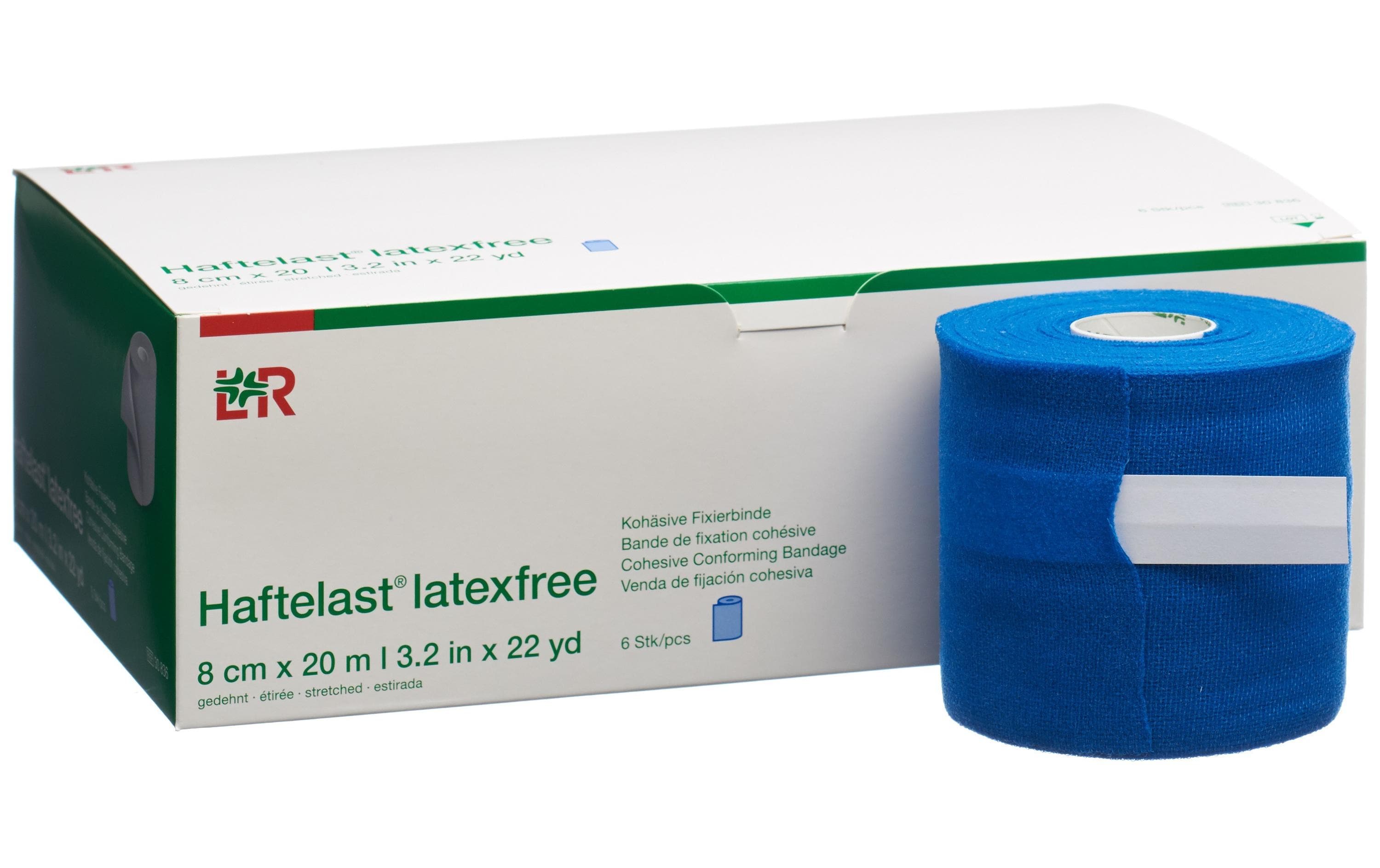 Haftelast / Cohefix-Binde blau 8 cm x 20 m 6 Stück<br>Leichte, kohäsive Fixierbinde