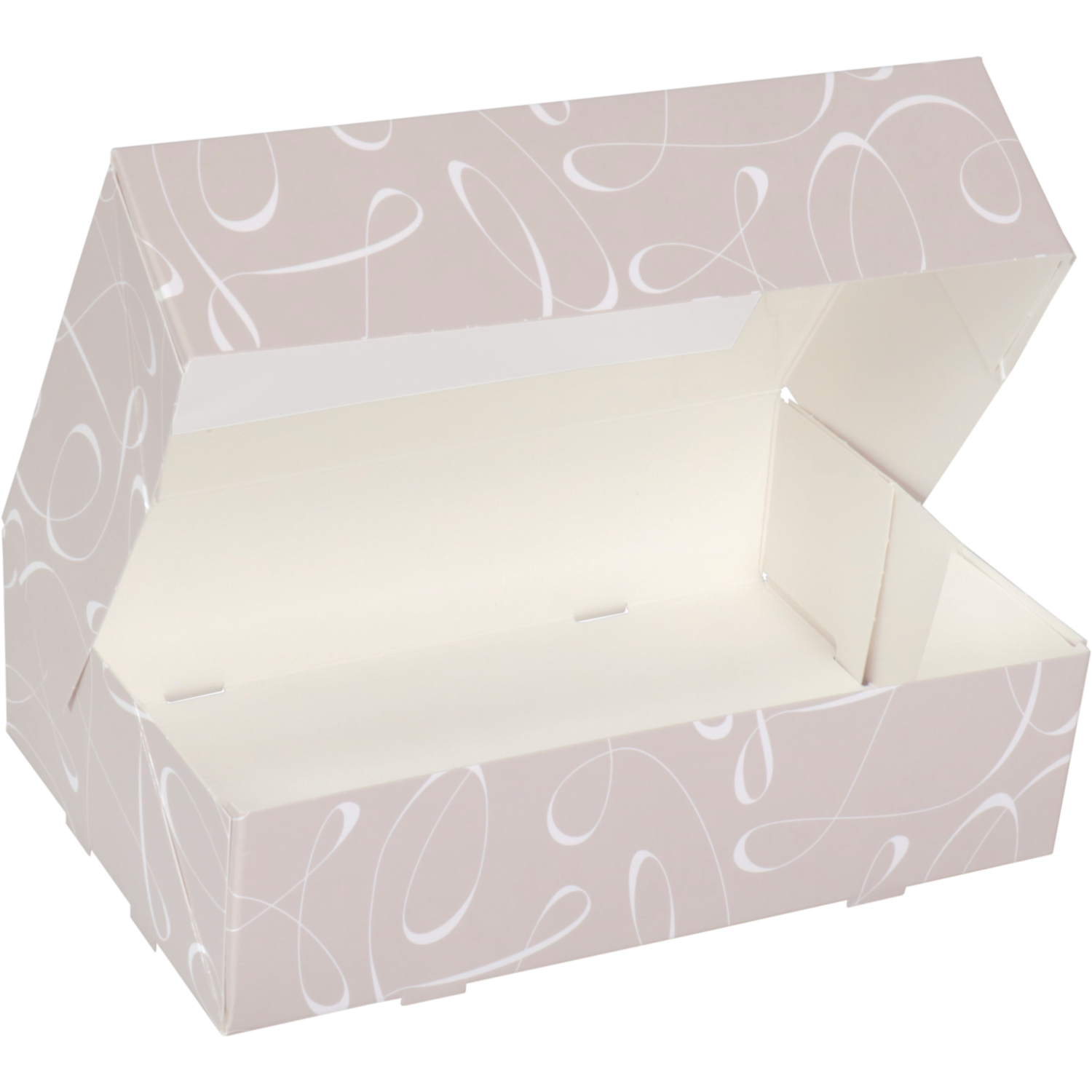 Gebaksdoos, Swirl, karton + PET, 19x12.5x5cm, met venster,
