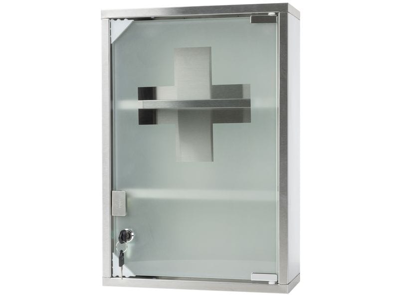 STRUCT Erste Hilfe Schrank 30 x 45 x 12 cm, Edelstahl Medizinschrank zur Wandmontage